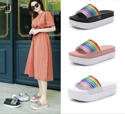High Sole Rainbow Fit Flops
