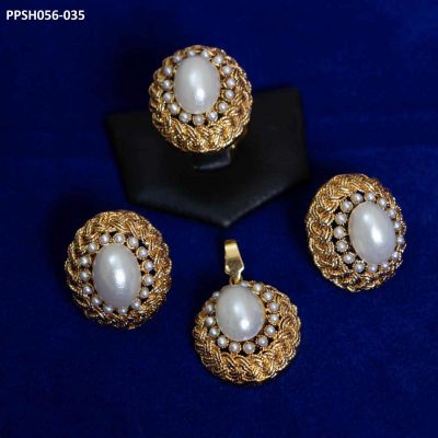 Pearl Locket Set White