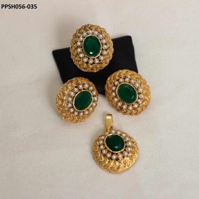 Pearl Locket Set Green
