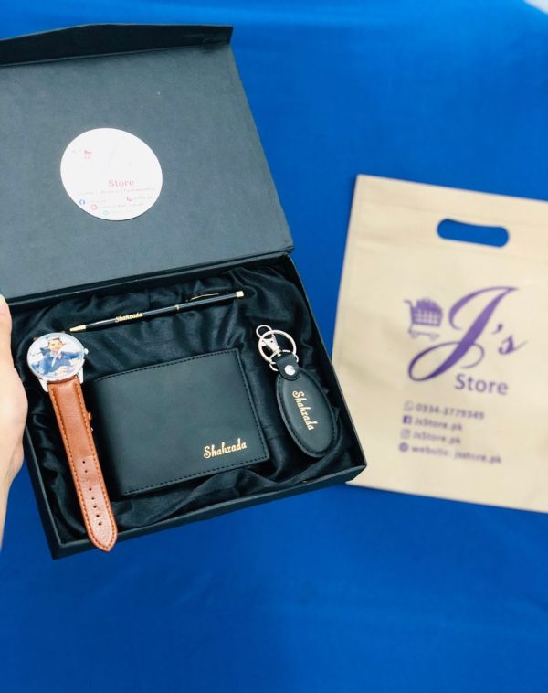 Customized Wallet, Keychain Pen with Customized Picture Watch Gift-set