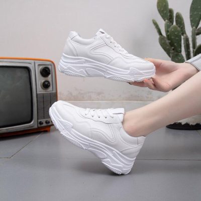 High Sole White Sneakers for Girls