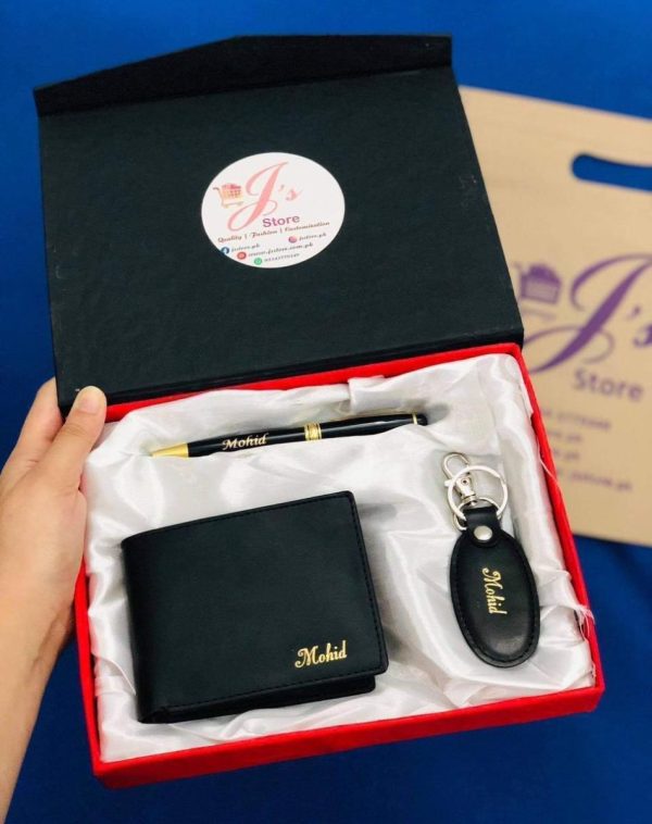 Name Engraved Wallet Keychain & Pen Gift-set