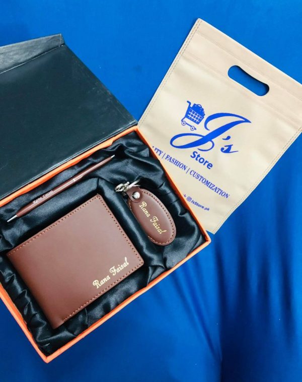 Name Engraved Wallet Keychain & Pen Gift-set