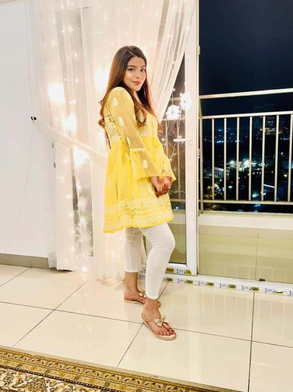 Lucknowi Chikankari Peplum Frock Yellow