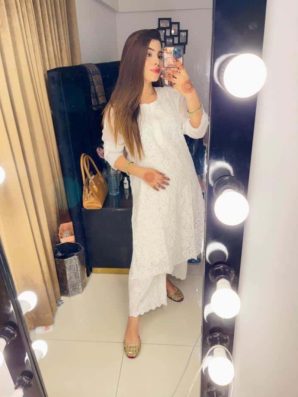 Lucknowi Chikankari Kurta Chiffon White