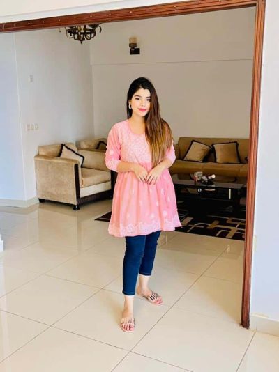 Lucknowi Chikankari Peplum Frock Peach