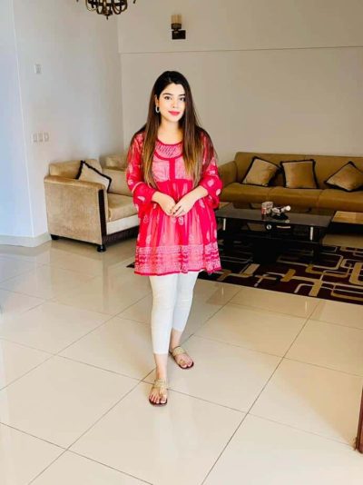 Lucknowi Chikankari Peplum Frock Red