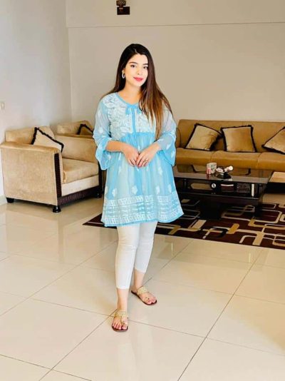 Lucknowi Chikankari Peplum Frock