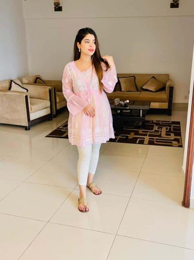 Lucknowi Chikankari Peplum Frock Baby Pink