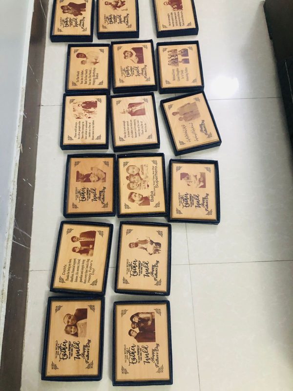 Father's Day Wooden Frame with a customized message and picture of your choice engraved on it.