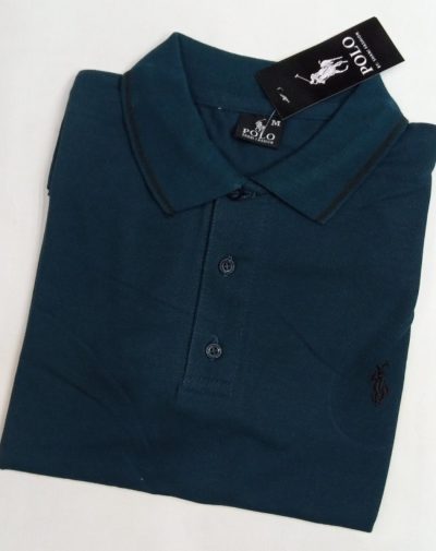 Bold Green Polo Shirt with loose collars and only three buttons and have a placket neckline.