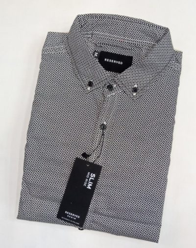 Textured Black n white button down shirt