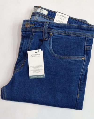 Folded Skinny Blue Denim Jeans