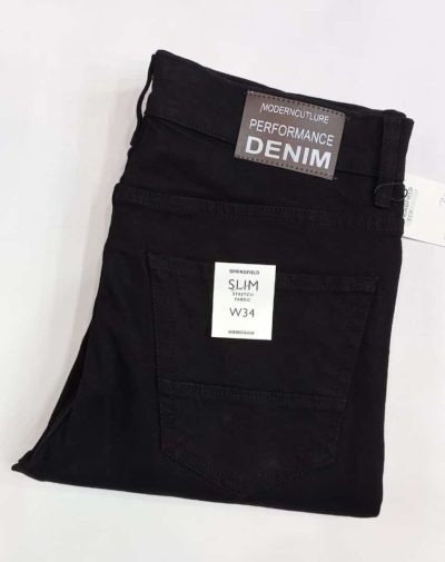 Folded Solid Black Denim pant