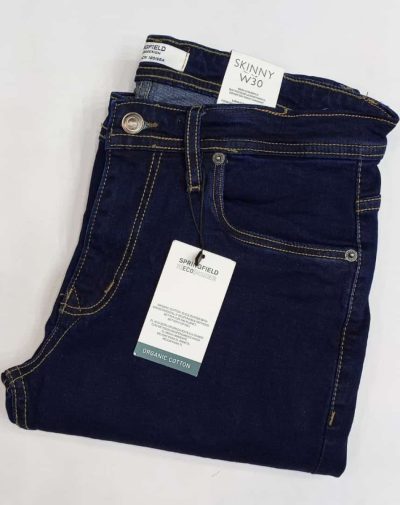 Folded Navy Blue Pure Denim Pants