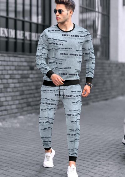 Newspaper Print Tracksuit with long sleeves