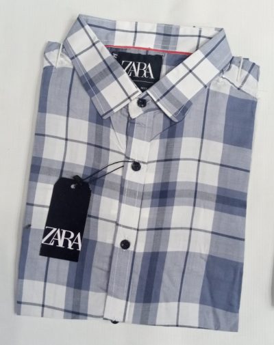 ZR Button-down check shirt with two different colors checks