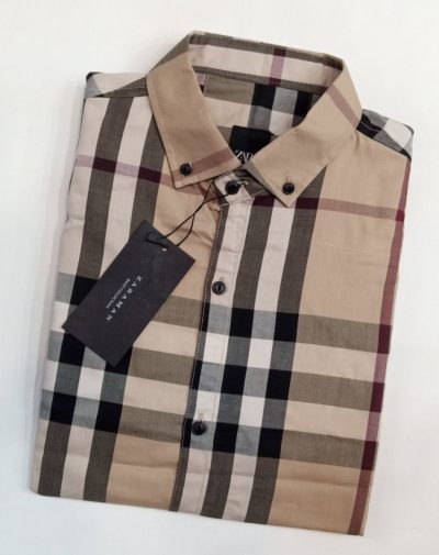 Folded blue color ZA Button down shirt with big Checks in two different colors