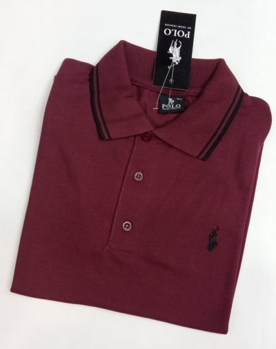 Hot Red Polo Shirt with loose collars and only three buttons and have a placket neckline.