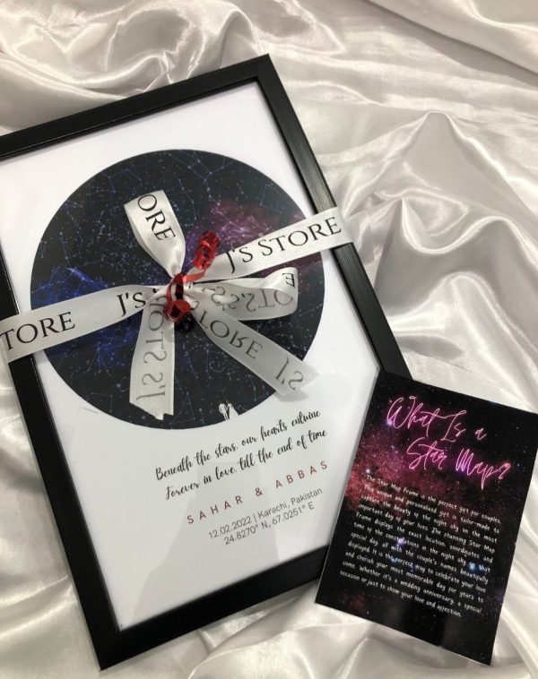Star Map Frame / Night Sky with new star map design on White background and Galaxy color smoke. Anniversary Star Map Frame in A3 size in Galaxy White design on a white background.