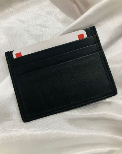 Black Leather Card holder on White Background
