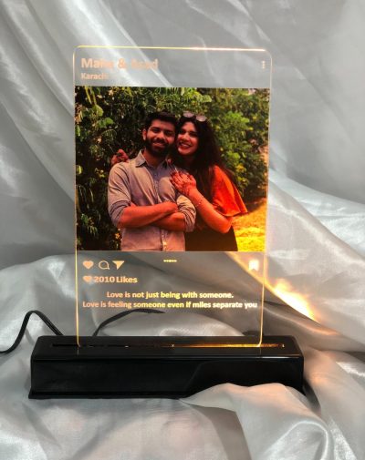 Instagram Style 3D LED Lamp - Customized LED lamp with engraved colorful picture and Instagram-like caption.