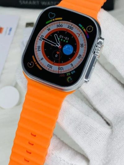 T900 Ultra in Orange Crinkle Strap on White background