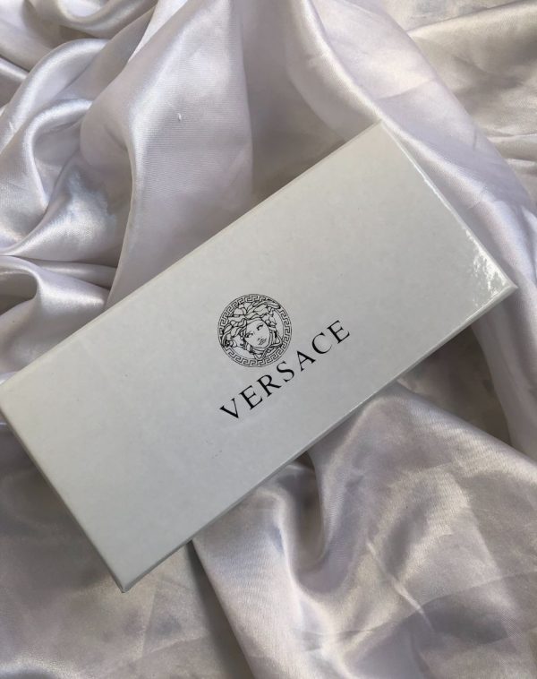 's Store: Luxe white Versace sunglasses with complete original set - leather case, dust cover, brand card, & signature box.