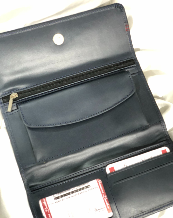 Black Classic Carry Leather Wallet with multiple card slots and pockets inside.
