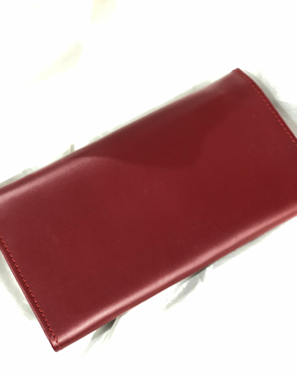 Red Classic Carry Leather Wallet from its rear side.