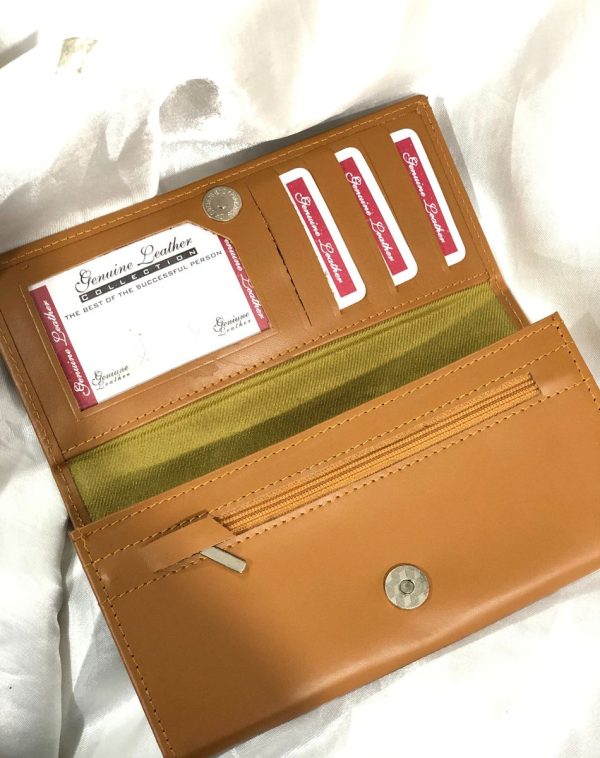 J's Store Camel The Everyday Leather Wallet with Multiple Card Slots and pockets. The space is clearly evident.
