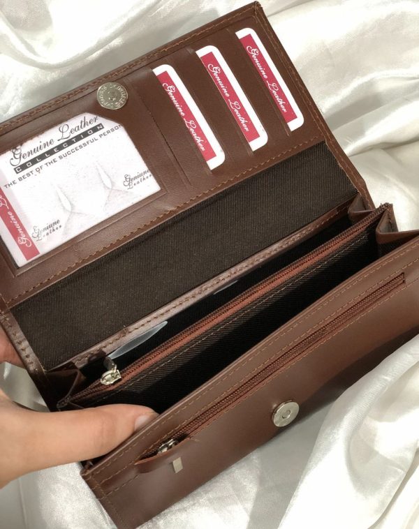 J's Store Dark Brown The Everyday Leather Wallet with Multiple Card Slots and pockets. The space is clearly evident.