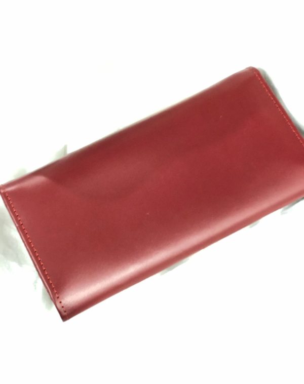 Maroon Timeless Leather Wallet from its rear side.