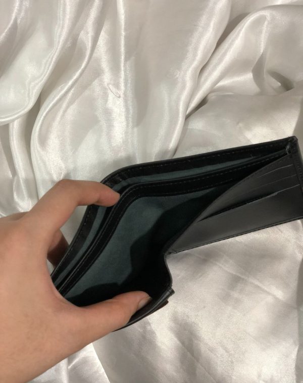 The inside of the Crocodile Leather Wallet For Men, showing two spacious compartments for cash.
