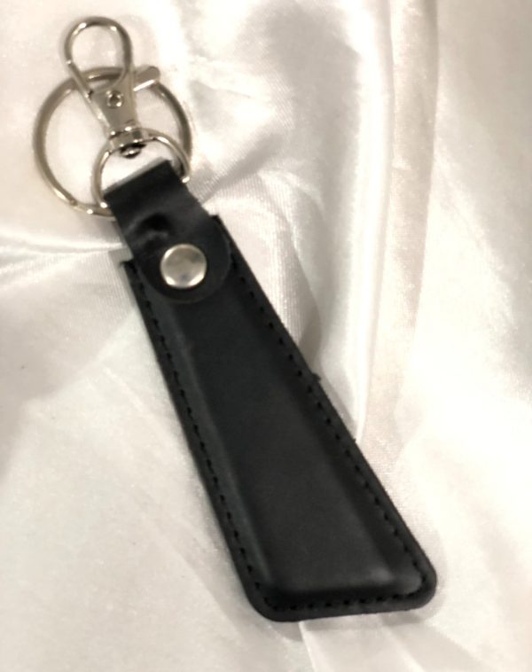 Black Sleek Leather Keychain by J's Store with premium leather and minimalist design.