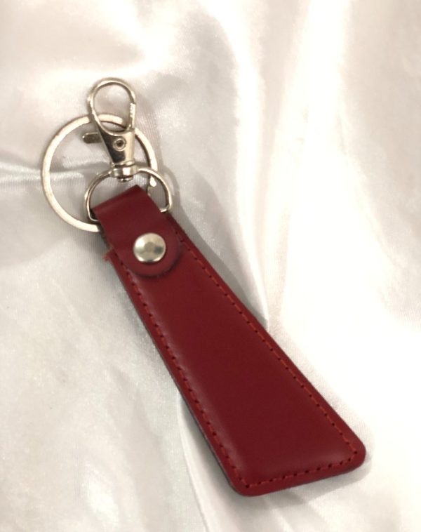 Maroon Sleek Leather Keychain by J's Store combining bold color with sleek design.