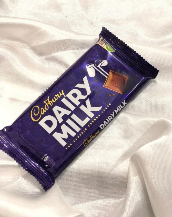 Cadbury Dairy Milk, a classic creamy milk chocolate bar.