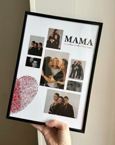 The Mother’s Touch Collage photo frame with fingerprint heart by J’s Store for Mother's Day Gifts.