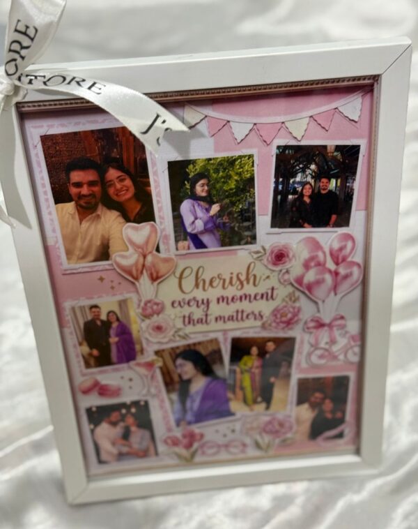 Cherish Every Moment Frame white custom photo collage box frame from J's Store included in Blushing Elegance Romance