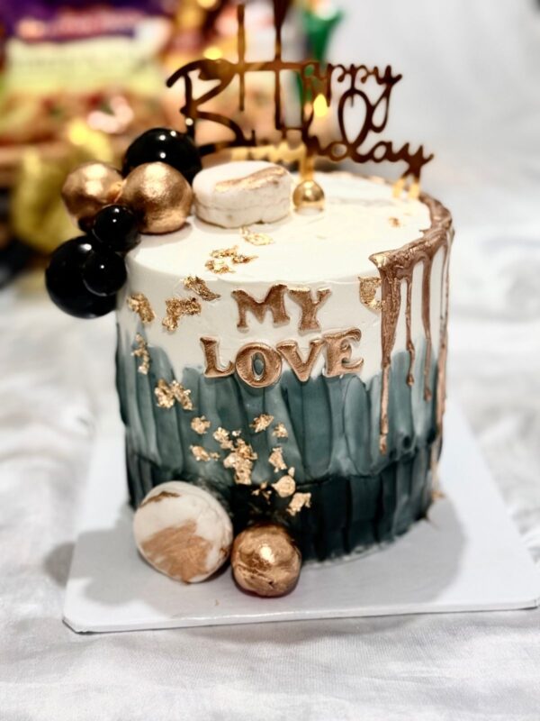 Custom Red Velvet Cake with emerald gold drip decoration from J's Store included in The Eternal Treasure