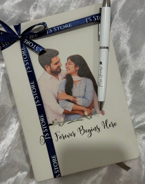 Forever Begins Here Custom Hardcover Journal & Engraved Pen set from J's Store included in Blushing Elegance Romance