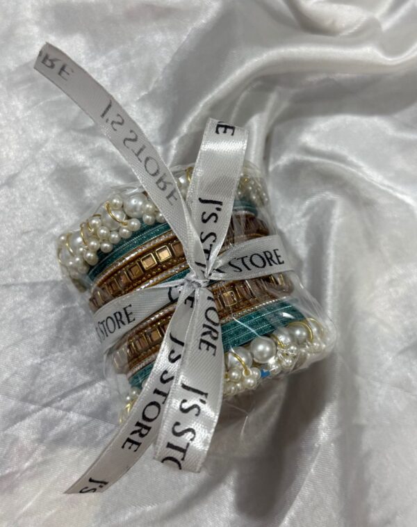 Silk Thread & Pearl Bangle Set wrapped with J's Store ribbon from J's Store included in The Royal Festive Trousseau Basket