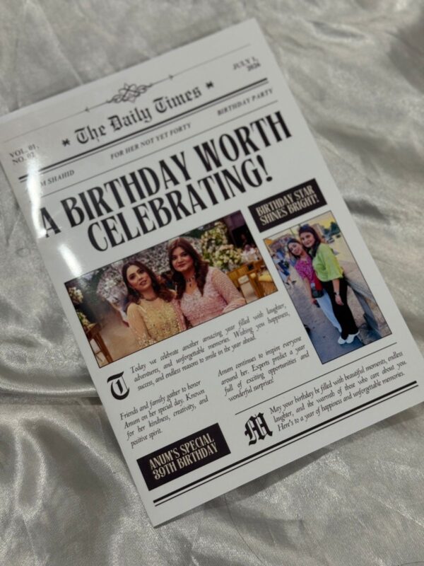 The Daily Times Custom Newspaper Frontpage Card birthday feature card from J's Store included in The Grand Wardrobe & Keepsake